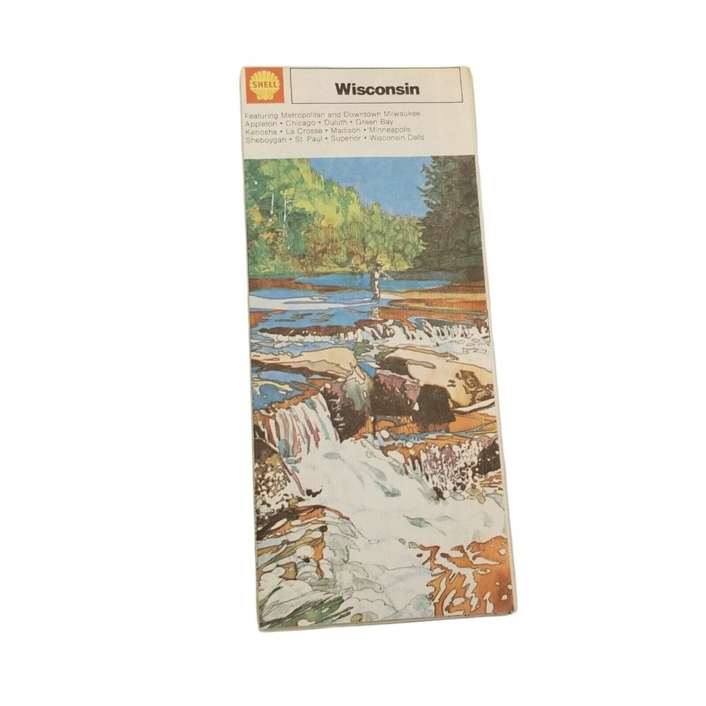 Vintage Map 1973 Shell Gas Station Wisconsin State Road Map Travel Ephemera VTG